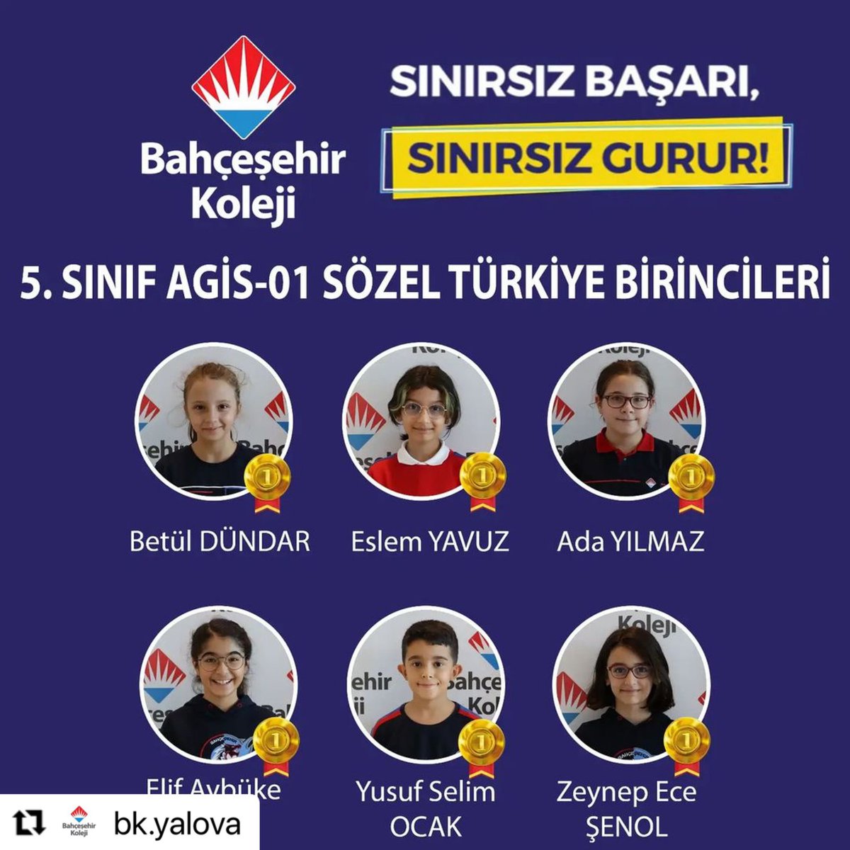 frauresitoglu's tweet photo. Türkiye genelinde uygulanan AGİS-1 sözel deneme sınavında tüm soruları doğru yanıtlayarak Türkiye birincisi olan öğrencilerimizi tebrik ediyoruz.
#başarınınsınırıyok 
#bahçeşehirkoleji https://t.co/GOOMBoHyM8