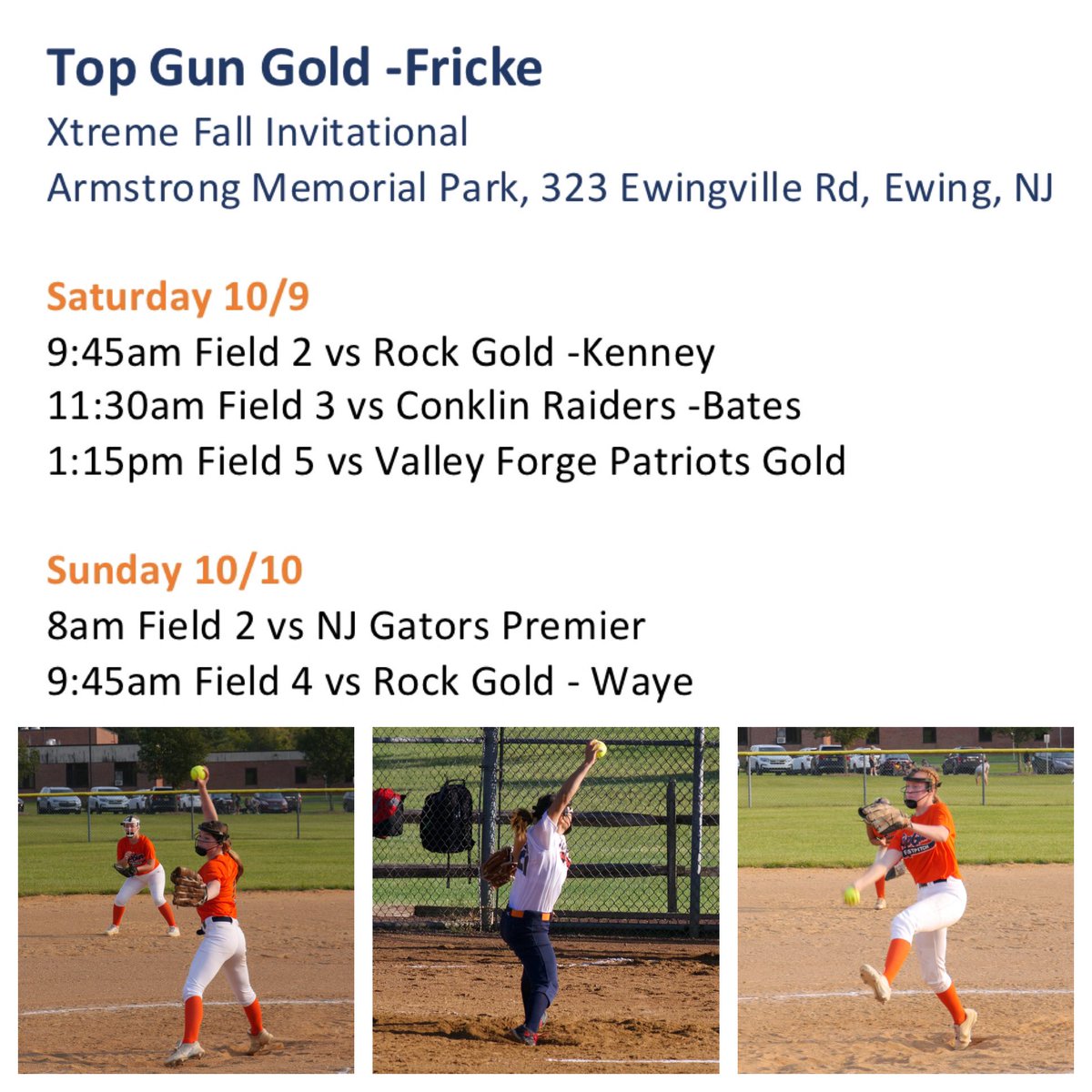 TopGunEliteSB1's tweet photo. Back in NJ this weekend, our schedule for the Xtreme Fall Invitational in Ewing https://t.co/g25NHEvexC