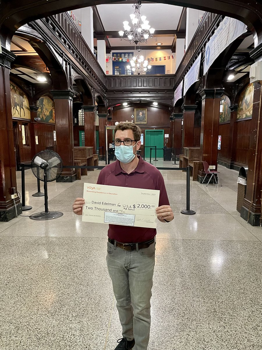 This check will help ensure my @usahsnyc students @NYCSchools @manhattanhs get to participate in @BudgetChallenge’s road test for personal finance & graduate with Real Skill$. Thank you @Voya for supporting teacher leadership @NYCTCP and financial literacy on #GlobalTeachersDay