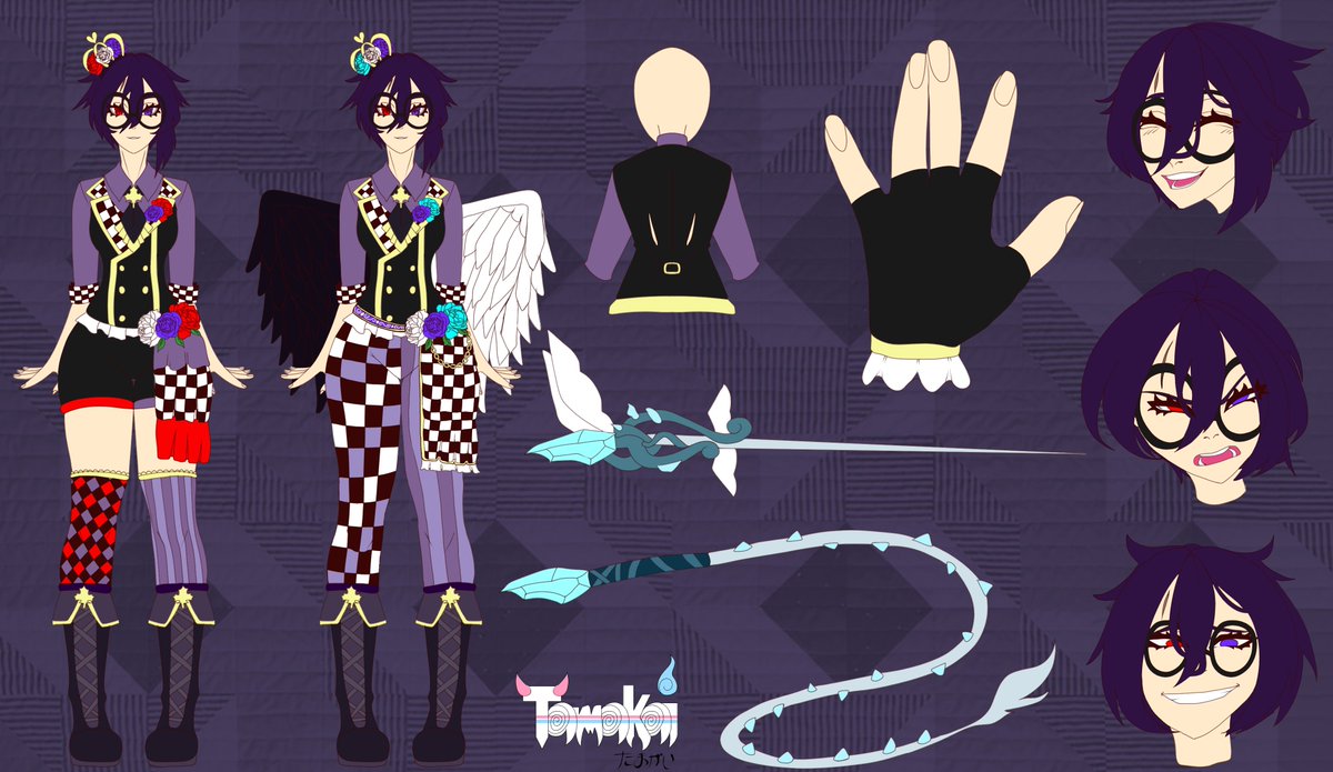 ChrisVenusAngel's tweet image. Reference sheets done by @TamakaiArts both my normal and devil trigger forms.#Vtuber #canadianvtuber #cvaArt