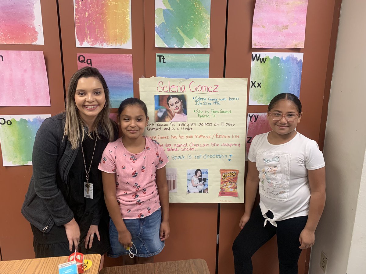 We’re continuing our celebration of #HispanicHeritageMonth during our morning announcements! Monday, Ms. Hernandez’s class highlighted Cesar Chavez and today Ms. Laird’s class shared some facts about Selena Gomez! Keep up the great work! <a href="/SeguinISD/">Seguin ISD</a>