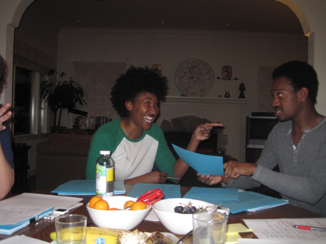 AlterTheater's tweet image. (our informal round table is literally the dining room table of #AnnBrebner, who wrote her first original play at the age of 88 in #AlterLab)