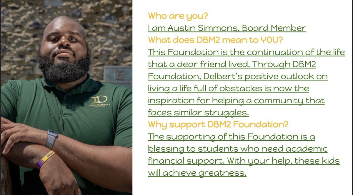 DBM2Foundation's tweet image. Meet Board Member, Mr. Austin Simmons!