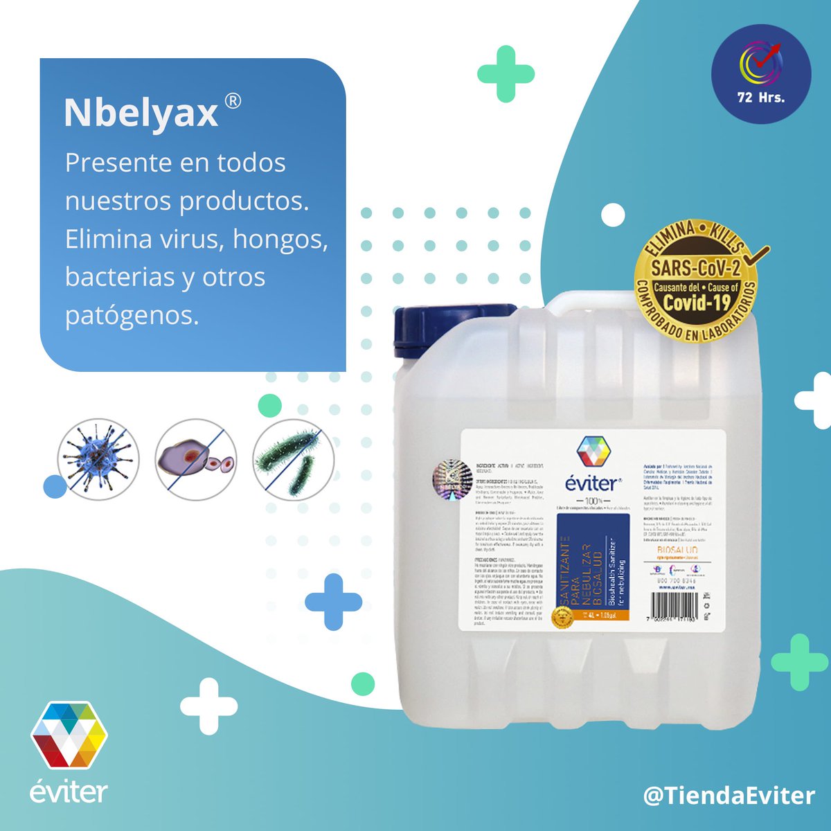TolucaFemenil's tweet photo. 🧴 La nano biotecnología #Nbelyax de Éviter es capaz de neutralizar el virus del Sars-CoV-2, el virus del papiloma humano, el sarampión y muchos otros.
@EviterMX | Patrocinador oficial del Toluca FC https://t.co/kk0gV2NFbk