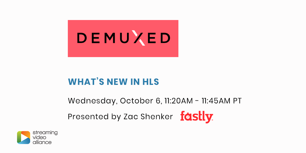 Tune into #Demuxed2021 tomorrow to hear Zac Shenker of member company <a href="/Fastly/">Fastly</a> discuss the new features being added to the #HLS spec, in particular Content Steering and Interstitials.

buff.ly/3l6RY9d
#streaming #MultiCDN #SSAI