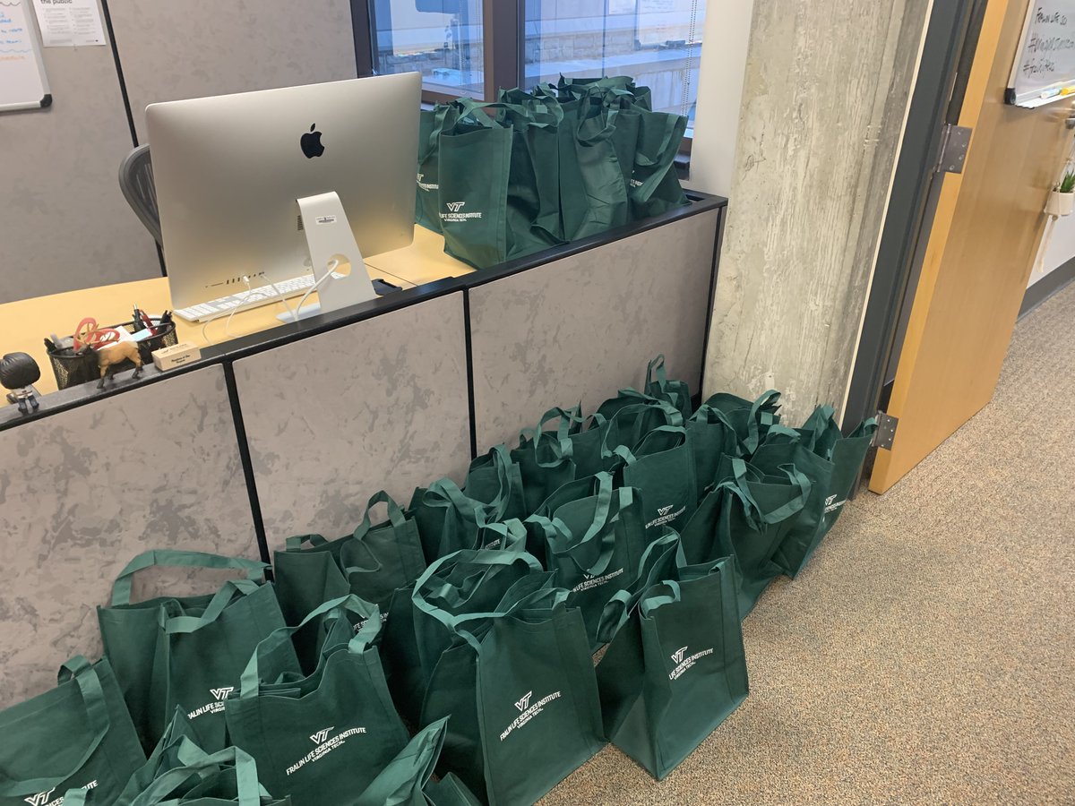 The Fralin Life Sciences Institute communications team was quite busy this morning. They put together a grand total of 80 bags for an upcoming event at <a href="/VTSciFest/">VT Science Festival</a>!

Teamwork really does make the dream work!✌️