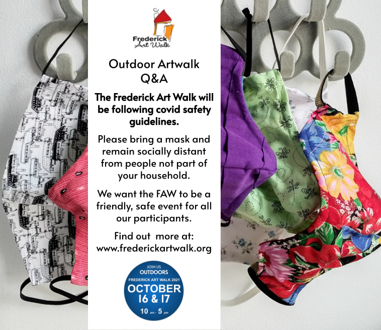Fred_ArtWalk's tweet photo. To make the Art Walk a safe and fun event for everyone, we will be following covid safety guidelines. In addition to moving the event outdoors this year, we also ask that all participants wear a mask and remain socially distant from anyone who isn't part of your household. 
#FAW https://t.co/n39T9Ah9uA
