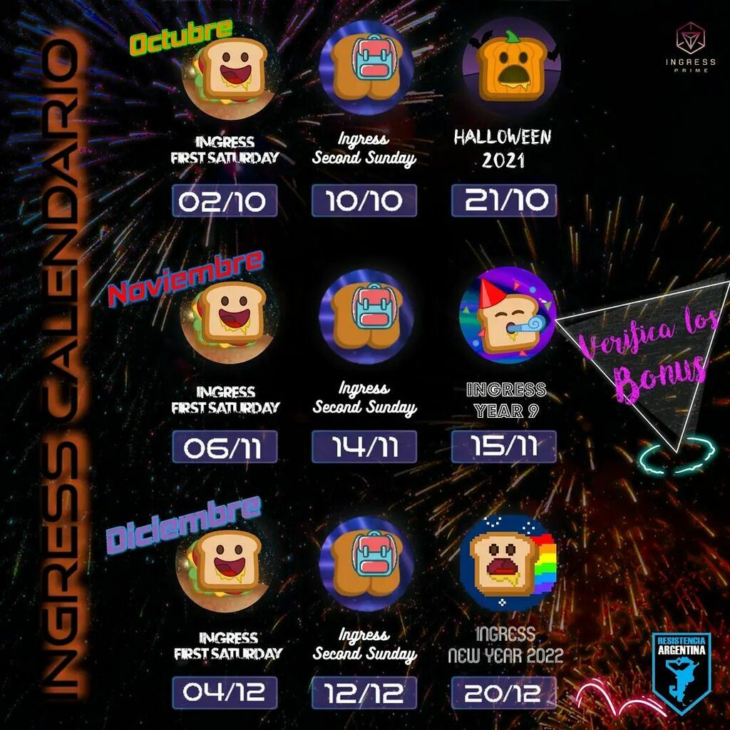 RES_ARG's tweet photo. #IngressPrime #Calendario #FinDeAño

Se confirmó el calendario de eventos para el último trimestre del 2021

🎃 OCTUBRE
02/10: #IFS
10/10: #IngressSecondSunday
21/10: #IngressHalloween2021
Disfrutá de bonus especiales hasta el 01/11:
4 Mods por Portal
Bonificación de AP
Medal… https://t.co/GG2POW4yBO