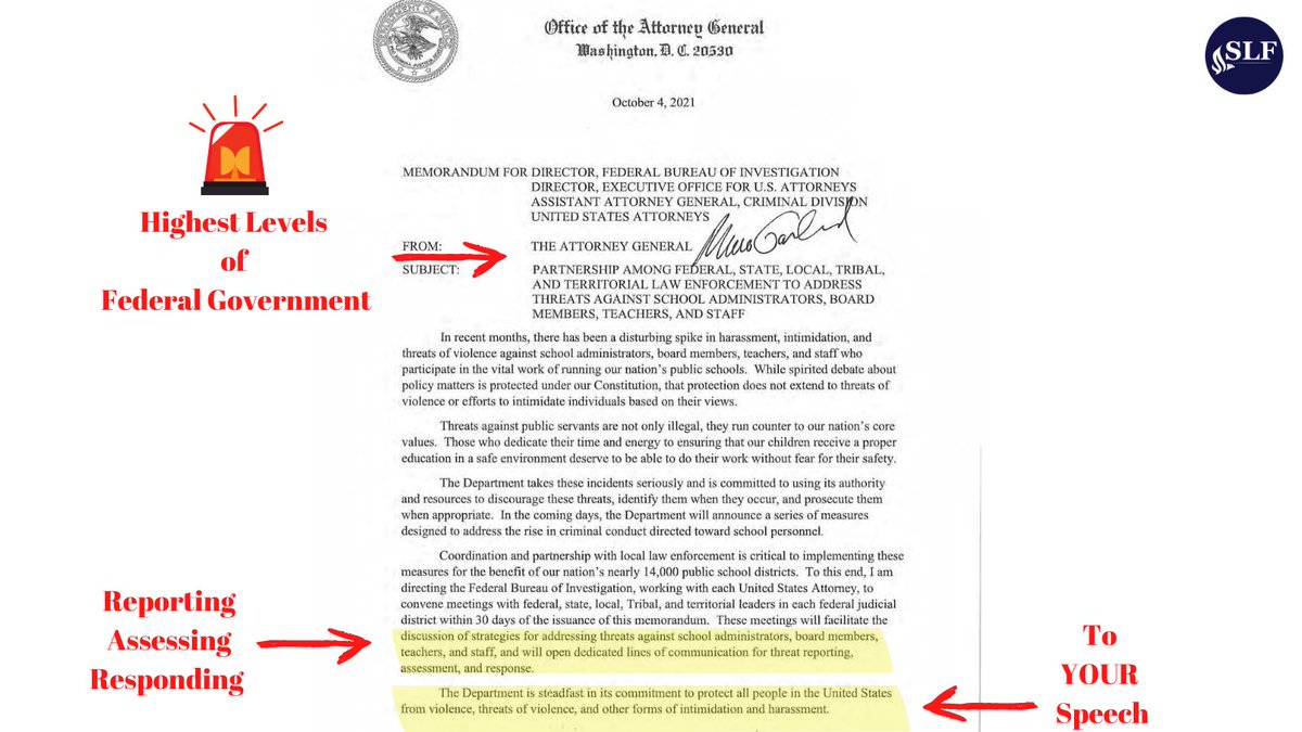 slf_liberty's tweet photo. Make no mistake about it. The Biden administration launched a direct attack on the First Amendment rights of both parents and teachers. The intent is to intimidate and silence.
This is very definition of totalitarian tyranny. https://t.co/vlXitvgbZS