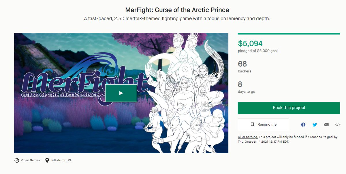WOOT!  *🚨sirens...of both variety...🧜* #MerFight just hit its funding goal today on #Kickstarter!  ks.merfight.com!  (Assuming there aren't any big cancelations... *sweatdrops*) 
I'll keep working to try and get at least to the 1 new character stretch goal. Thanks!!