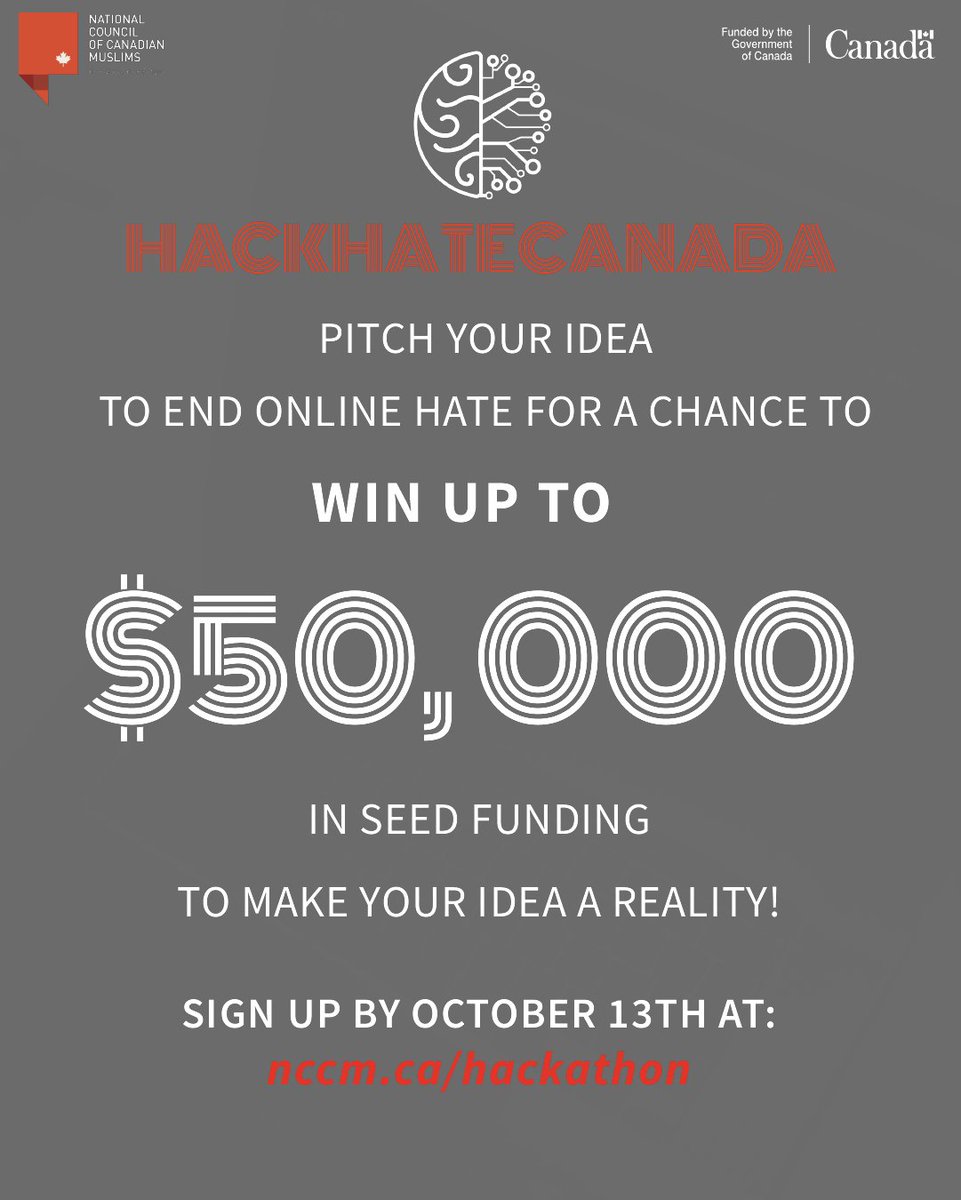 PlatformCalgary's tweet photo. Put your tech skills to the test and help us end online hate. Interact with individuals from Facebook, TikTok, and Google, and win up to $50,000 to develop your solution. #HackHateCanada
Sign up at https://t.co/uWCxYjOQIM by October 13th! https://t.co/SIGLhMQjRc