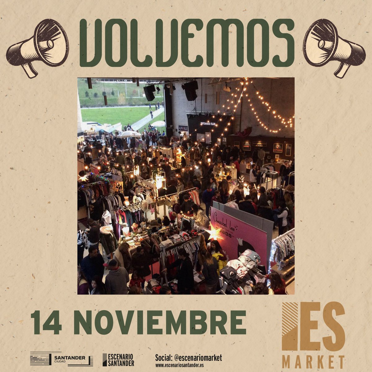 🛍 #VuelveEsMarket 🛍 El próximo domingo 14 de noviembre reanudamos ESMarket. Tenemos muchas ganas de volver, de vernos las caras. ¡Os esperamos!