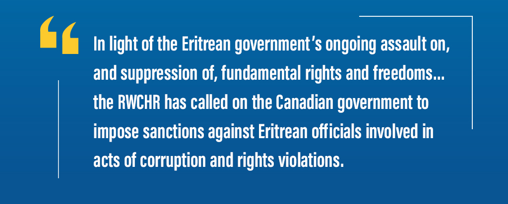 RWCHR spearheads international coalition calling for targeted Magnitsky #sanctions against senior #Eritrean officials involved in gross #humanrights violations against Dawit Isaak and his colleagues.

#PressRelease: raoulwallenbergcentre.org/en/press-relea…