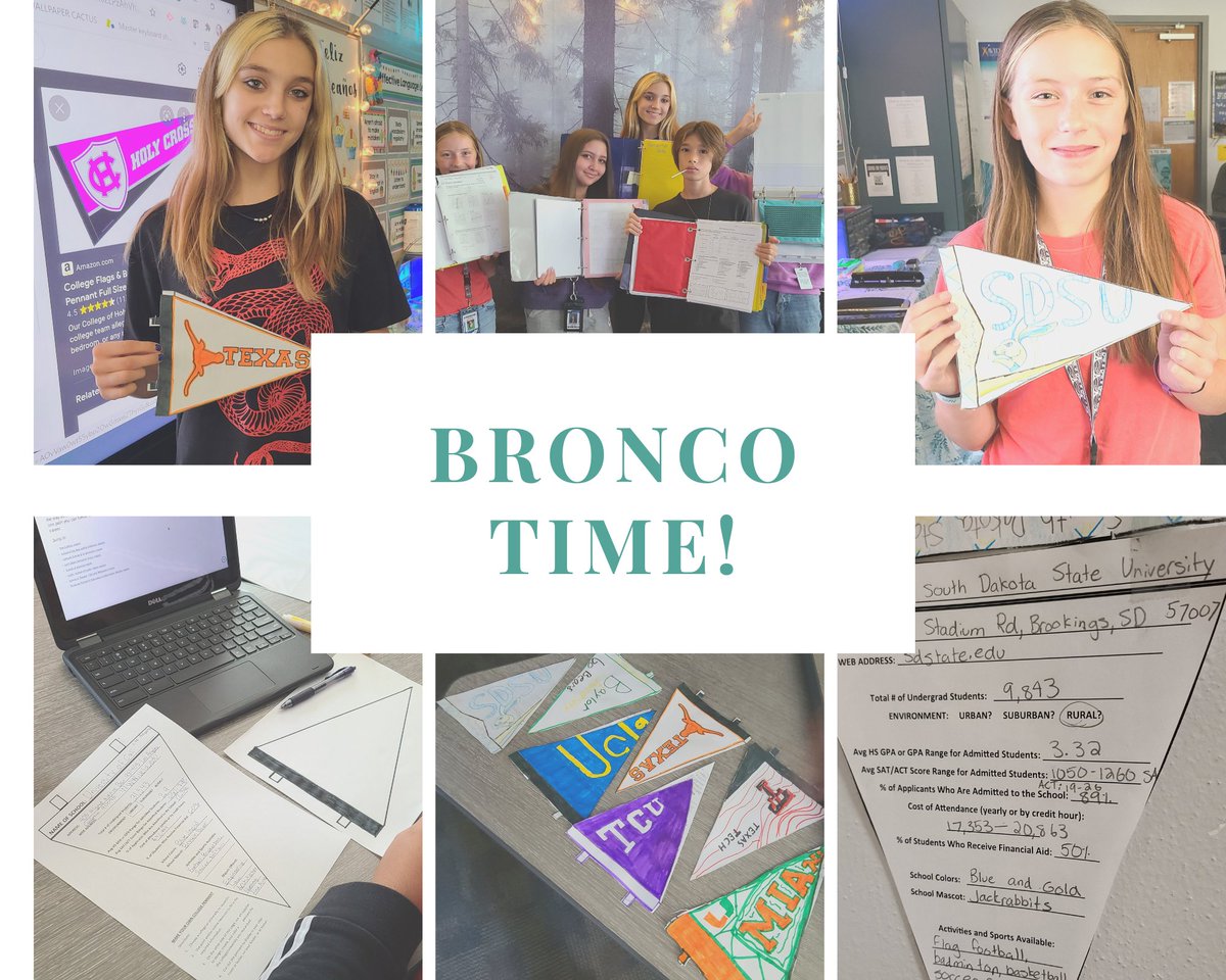 SraReyesGCISD's tweet photo. We're representing our favorite universities &amp; showing off our binders! #avid @HeritageMSAVID #proudtobeabronco https://t.co/a7i1IhLXP0
