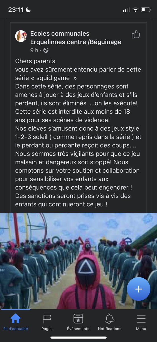 Squid game dans la réalité… ici a l’école d’Erquelinnes… 😞😞