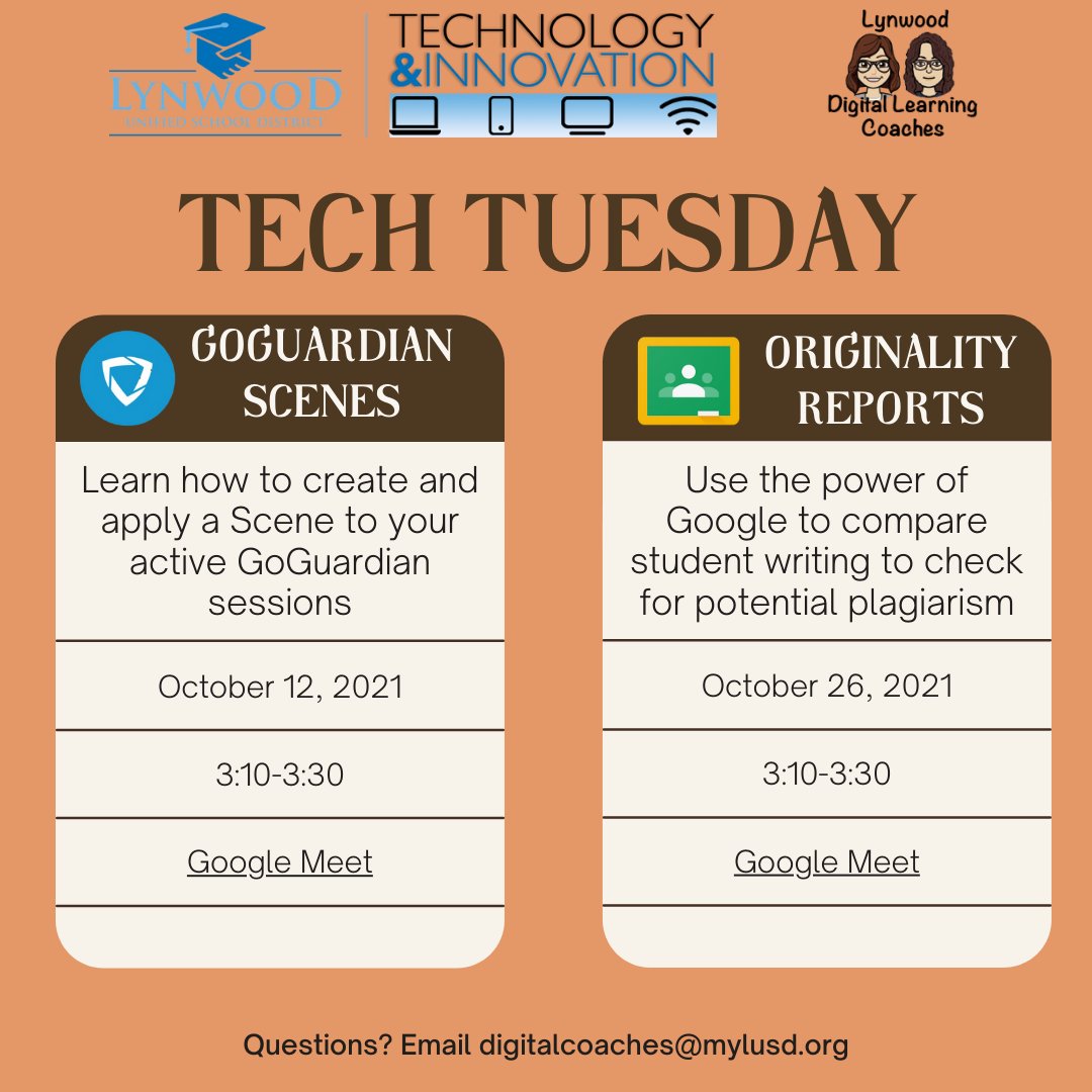 LUSD Digital Learning Coaches (@lusddigital) on Twitter photo Join us next week for our first October #TechTuesday as we explore <a href="/goguardian/">GoGuardian</a> scenes and later this month for <a href="/GoogleForEdu/">Google for Education</a> #originalityreports <a href="/LynwoodSchools/">Lynwood Unified School District</a> #WeareLUSDDigital #alwayslearning #bytesizedPD Join us next week for our first October #TechTuesday as we explore <a href="/goguardian/">GoGuardian</a> scenes and later this month for <a href="/GoogleForEdu/">Google for Education</a> #originalityreports <a href="/LynwoodSchools/">Lynwood Unified School District</a> #WeareLUSDDigital #alwayslearning #bytesizedPD