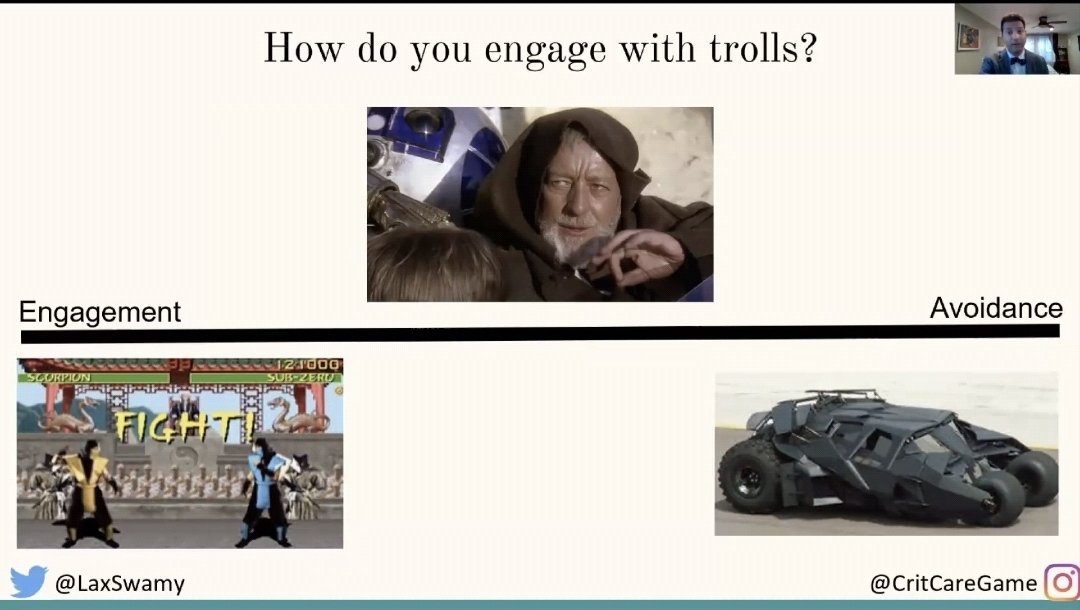marklagacmd's tweet photo. When asked how to address trolls in social media:

#slmcprimeplus #primeplus #MedTwitter #MedStudentTwitter #goglobal https://t.co/92xBsyEaVR