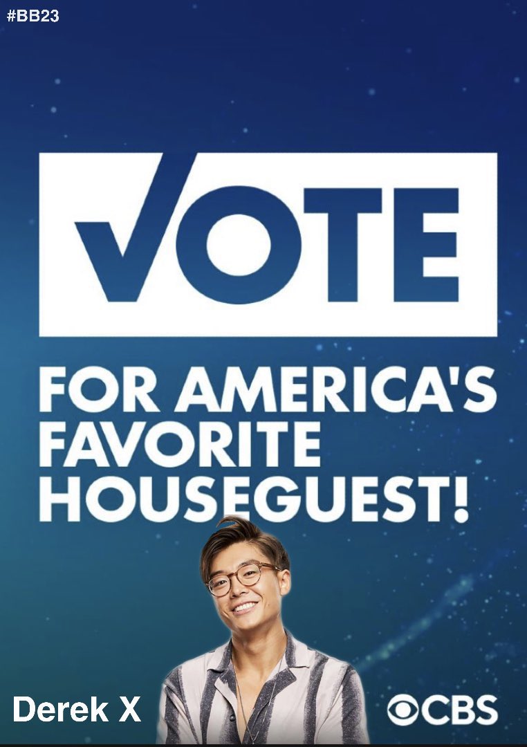 Text “Derek X” or “Derek Xiao” to 97979 to vote for him as America’s Favorite!! Retweet this if he is your AFP! #BB23