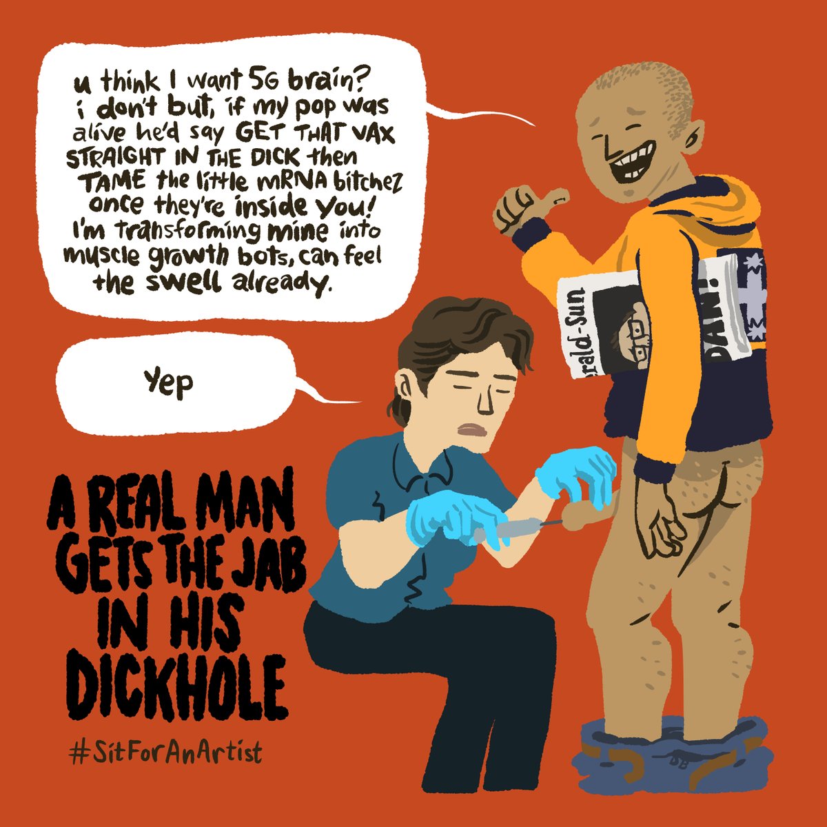 nakedfella's tweet photo. I believe in the power of art to communicate and create change, so I'm joining the #sitforanartist campaign. Unfortunately I'm a cartoonist and a Melbournian so I also believe in the power of rage #melbourneprotest #murdochriots https://t.co/yC3x4jahG9