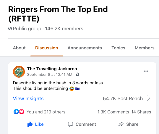 rftte's tweet photo. Describe living in the bush in 3 words of less... some classics:
~ Generator won’t start
~ Close the gate
~ Fark these flies
~ It's bloody dry
~ It's bloody wet
https://t.co/NzVLio5o5b most popular post in September...1,300 responses! #3wordsorless https://t.co/ONnv4XHOge