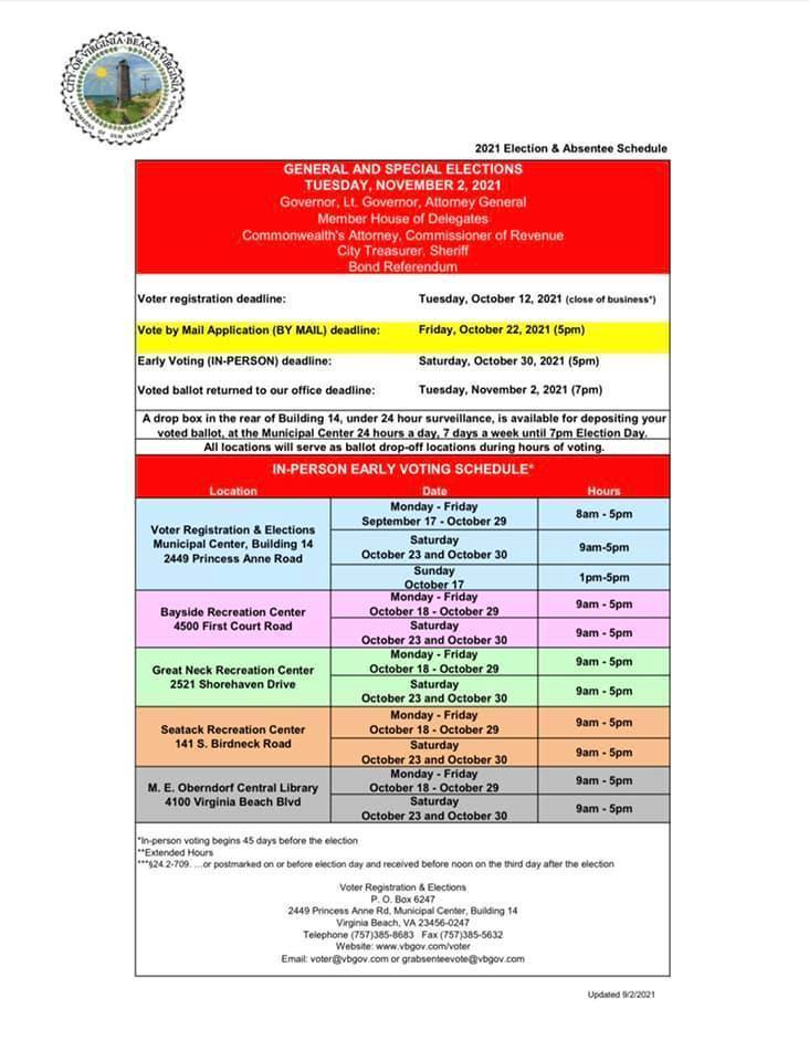 Voting places and times in Virginia Beach