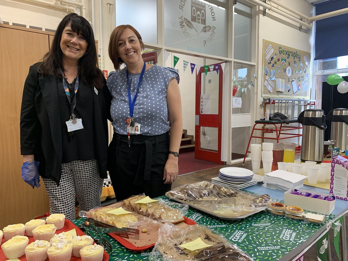 NorthManorAcad's tweet photo. Thanks to Mrs Sheldon and Mrs Wilde for organising our Macmillan coffee morning today @NorthManorAcad @VicAcademies Thanks also to the kitchen for the delicious cakes. @macmillancoffee https://t.co/dmXaIM4bOG