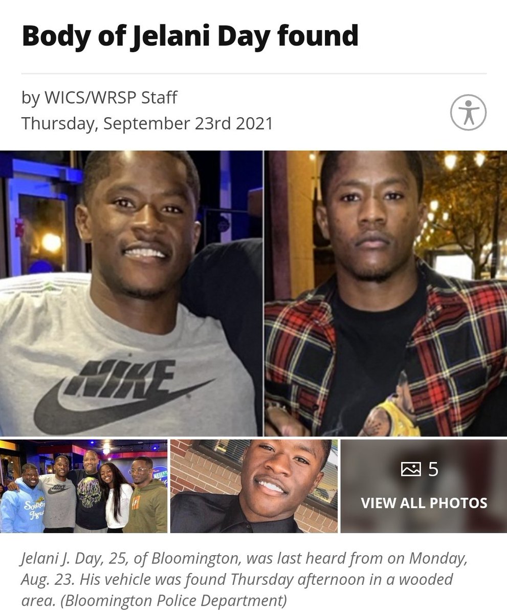 AmericaOther's tweet photo. Authorities have confirmed that a body found in the Illinois River on Sept 4 is is in fact Jelani Day. Cause of death unknown at this time. Please keep his family uplifted in prayer 🙏🏽 ❤ https://t.co/8dSu9Z77JP