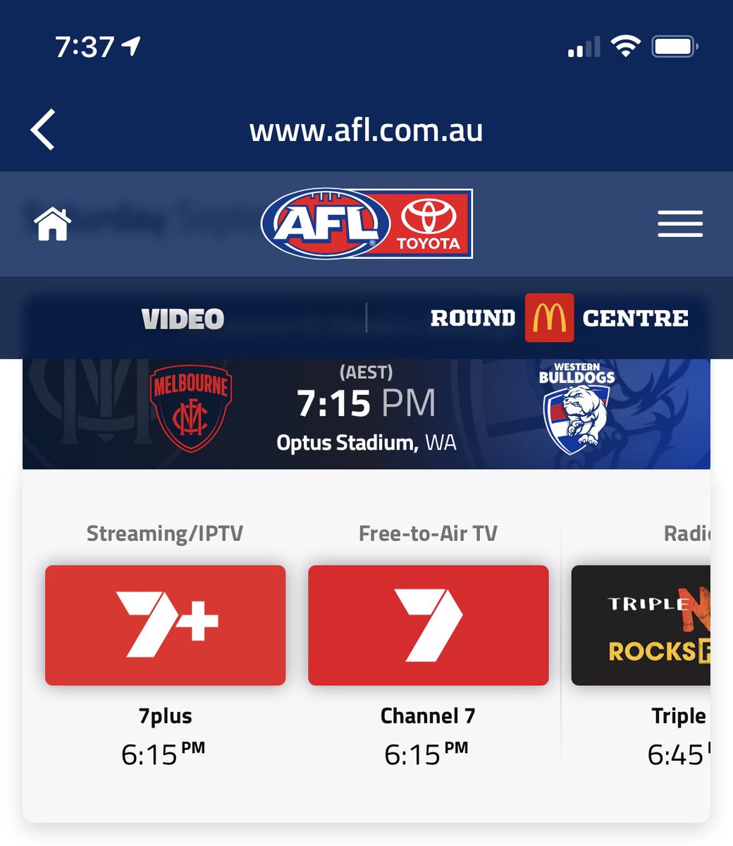 1MartinKennedy's tweet photo. @AFL - what’s the deal with streaming the #GrandFinal this year? Your website says it’s on 7Plus, but their website seems to say otherwise. I’m relying on streaming to watch the big game, so keen for some guidance! https://t.co/jnEZQF7wNI
