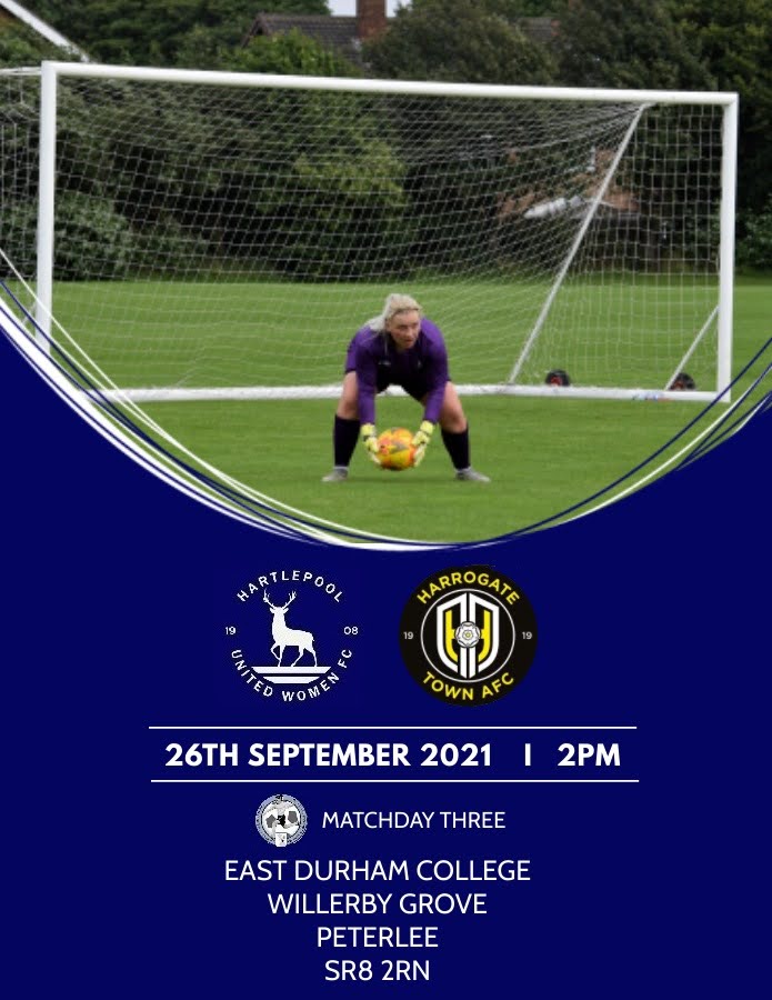 We continue our league campaign this Sunday afternoon against Harrogate Town Ladies at East Durham College. Entry is free and spectators welcome, we would love to have your support! #UTP 🔵⚪