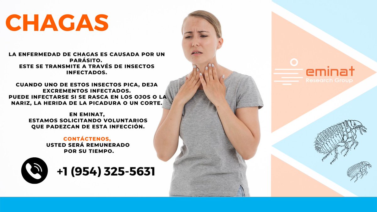 Si usted padece de esta enfermedad, comuníquese con nosotros a nuestro contacto. 

#Eminat #Investigacion #Chagas #Enfermedadchagas #Concientizacion #chagas