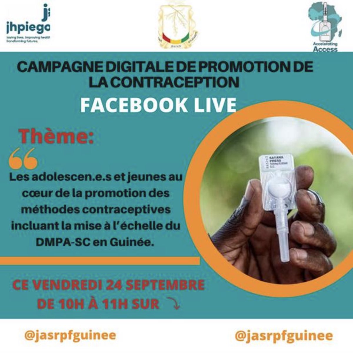Celestin Compaore (@celestincompao1) on Twitter photo #DMPASC project #Guinea. this campaign is toContribute to improving the access of women and girls aged 15-49 to #FamilyPlanning services and to a wider range of modern contraceptive methods including DMPA-SC <a href="/Jhpiego/">Jhpiego</a> <a href="/POuagaPF/">Partenariat de Ouaga</a> <a href="/FP2030Global/">FP2030</a> <a href="/SyrMarie/">Marie Syr Diagne</a> <a href="/JhpiegoCEO/">Leslie Mancuso</a> <a href="/PerriSutton/">Perri Sutton</a> #DMPASC project #Guinea. this campaign is toContribute to improving the access of women and girls aged 15-49 to #FamilyPlanning services and to a wider range of modern contraceptive methods including DMPA-SC <a href="/Jhpiego/">Jhpiego</a> <a href="/POuagaPF/">Partenariat de Ouaga</a> <a href="/FP2030Global/">FP2030</a> <a href="/SyrMarie/">Marie Syr Diagne</a> <a href="/JhpiegoCEO/">Leslie Mancuso</a> <a href="/PerriSutton/">Perri Sutton</a>