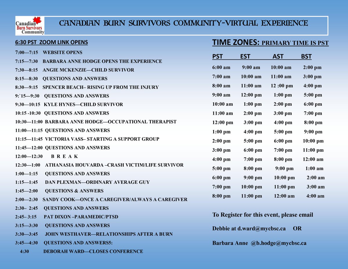 myCBSC's tweet image. MARK YOUR CALENDARS for this Saturday September 25th for our virtual conference. To register please email d.ward@mycbsc.ca and b.hodge@mycbsc.ca
Time listings and program details below.