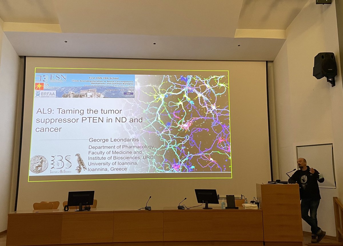mariafazzari89's tweet photo. We are already on the fourth day of #ESNAdvancedSchool and time has flown! During today’s afternoon we enjoyed the lectures of Dr. Leondaritis and Dr. Syntichaki that teached to us the importance of fine-tuning regulation of PTEN and mRNA metabolism.
@ESNsociety @ISN_society https://t.co/cIeGttLFme