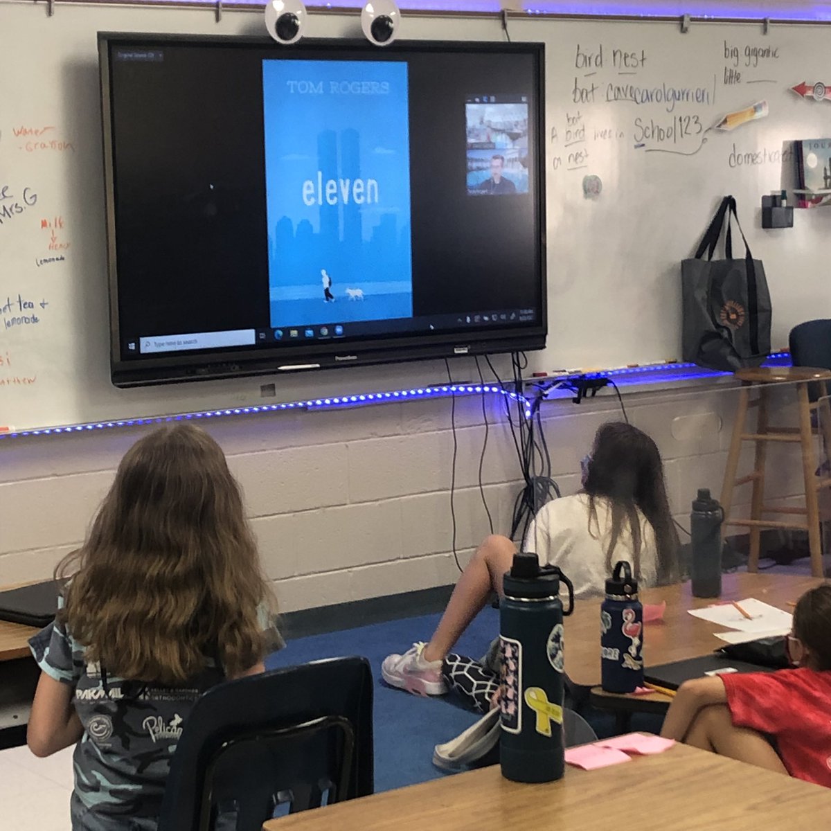 mrsG_learns's tweet photo. Had the most amazing opportunity the past two days to zoom with @tomrogersbook and talk about his book, our first class read aloud,  “Eleven”. THANK YOU so much! It was so inspiring for our classes to meet him and hear about his work! #authorswhorock #makingreadingmemorable https://t.co/JUhqFAoADC