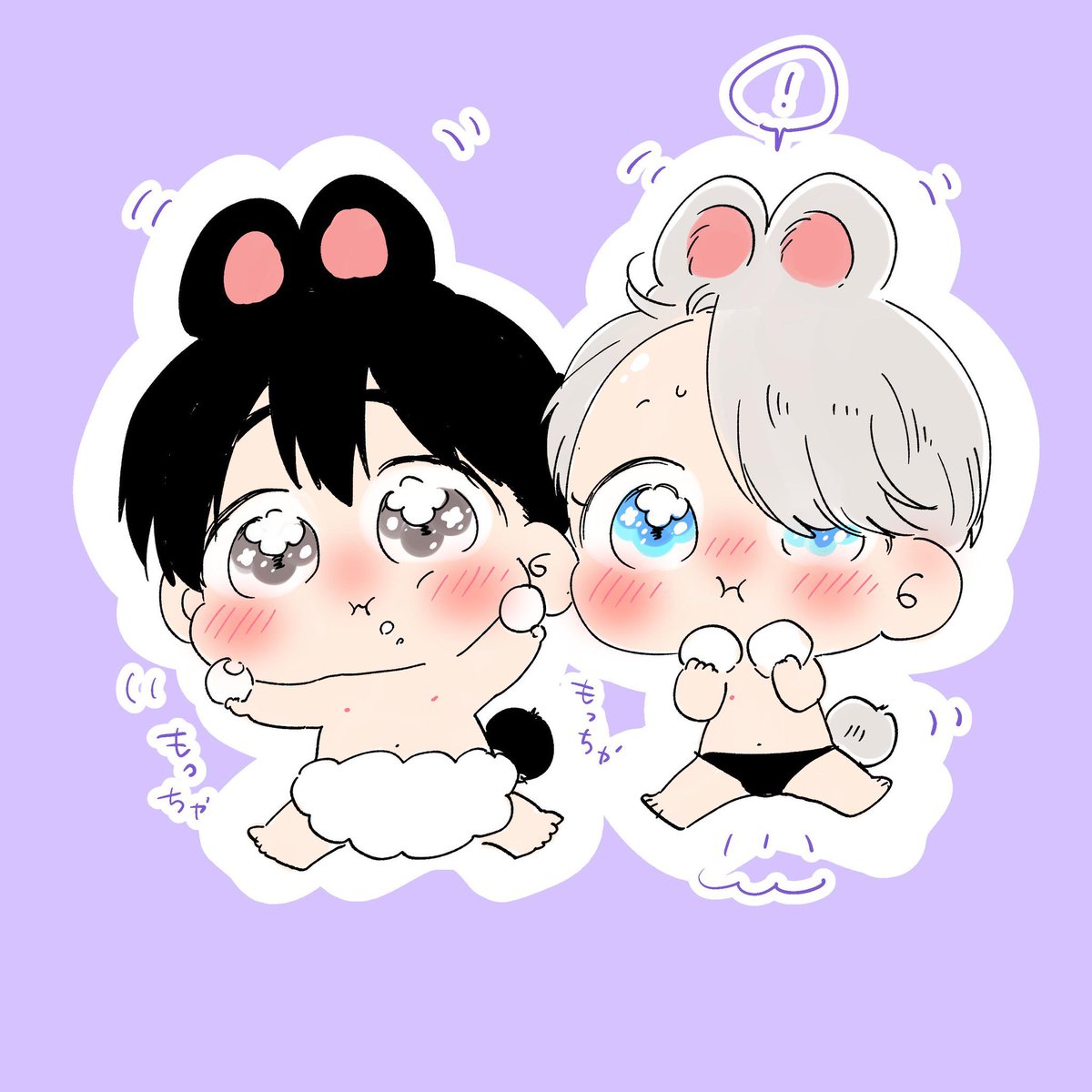 勝生勇利 ,ヴィクトル・ニキフォロフ 「おだんごたべすぎ丸🐰🐰🍡 」|🍣のイラスト