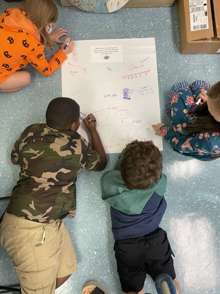 khagle's tweet photo. Fun morning with @AlisonBrocato watching her kids participate in a math gallery walk! Her students are using different models and strategies to rock multiplication facts! @McBrideTrojans https://t.co/uDJHlDrk8m
