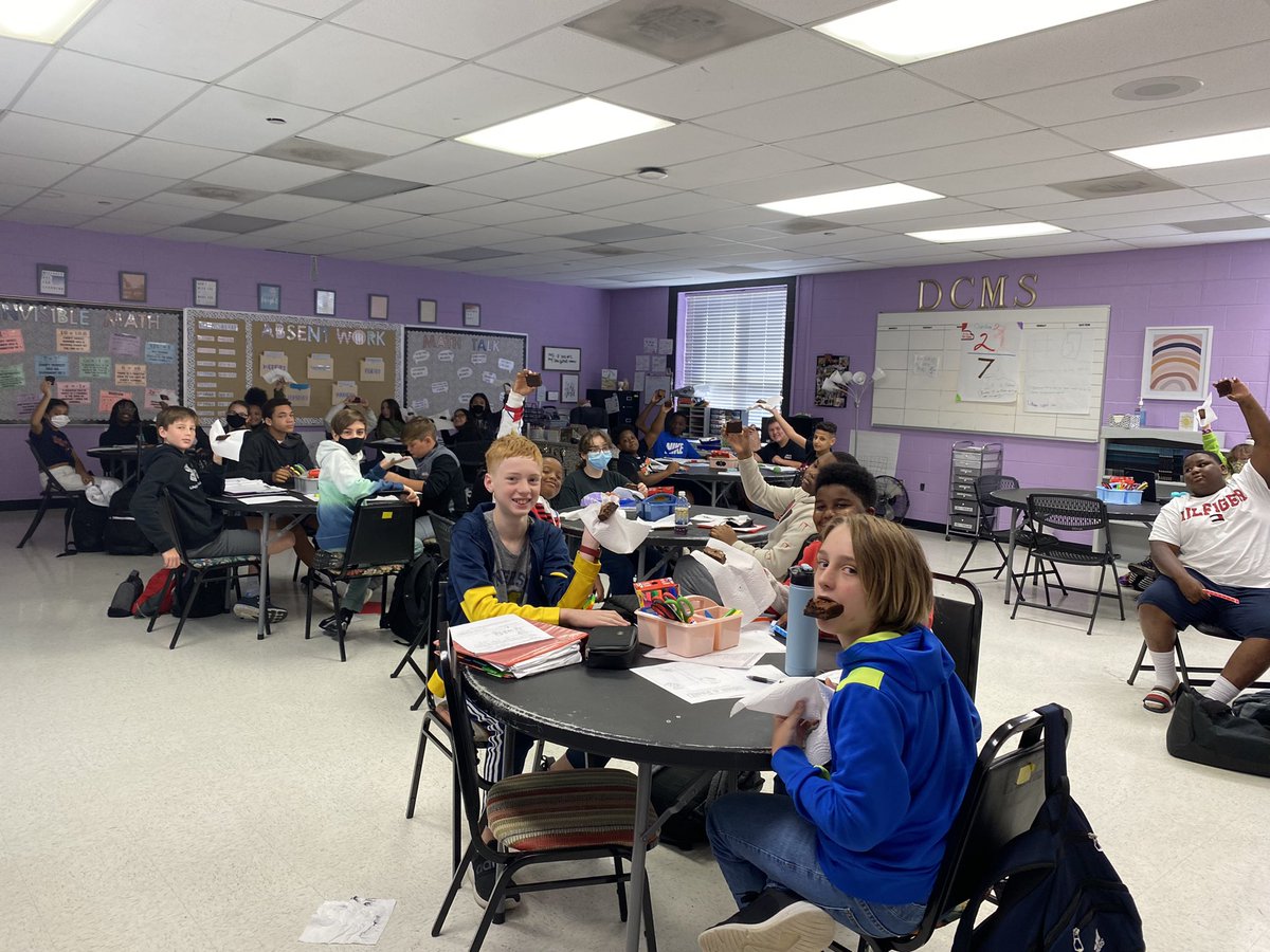 My 3rd and 4th period class enjoyed their sweet treat for having the highest test average on the midpoint test! I am so proud of these babies 💜💛🐾 #TeamDCS