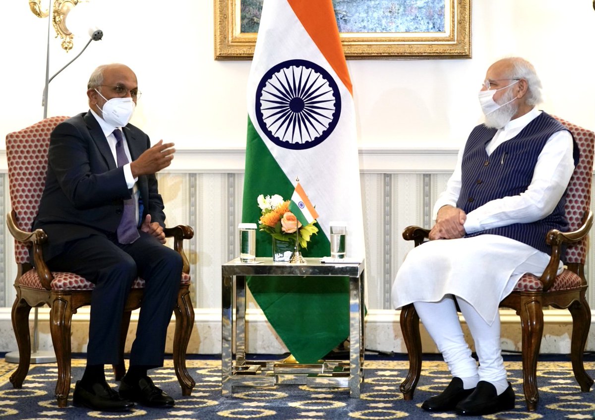 Adobe's tweet photo. Today our CEO Shantanu Narayen met with Prime Minister @narendramodi as part of the PM's visit to the United States. https://t.co/neJ0AysJeA