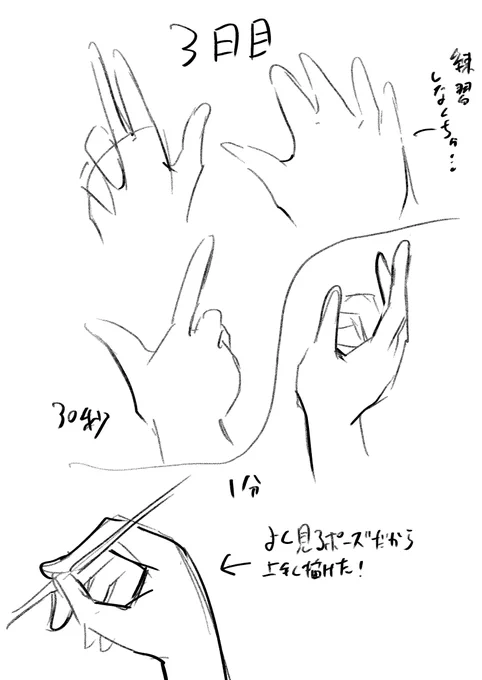 手を描くの結構好き 