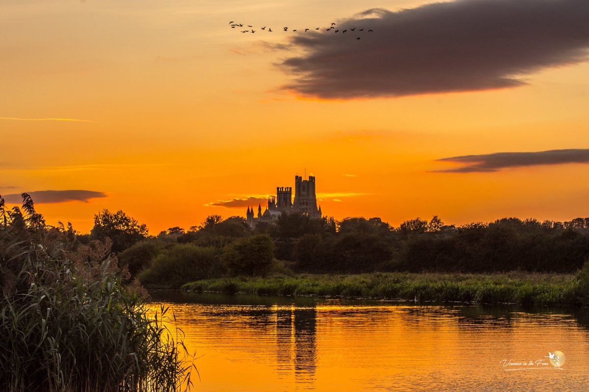 VeronicaJoPo's tweet photo. I just couldn’t resist a quick pop out for sunset capture this evening 
🧡🤗🧡 
The housework is suffering 😅🤫😬
#loveelycathedral #sunsets #rivergreatouse #spottedinely #StormHour https://t.co/H7Wfnt7hGa