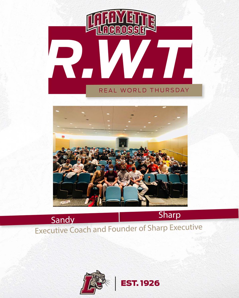 LafayetteMLAX's tweet photo. Our Fourth Real World Thursday was truly an empowering afternoon here at Lafayette. Our whole team welcomed back Sandy Sharp. Head over to our Instagram account to read all about what our team learned this week!  #HTB #RealWorldThursday https://t.co/ZmcfZefZD9