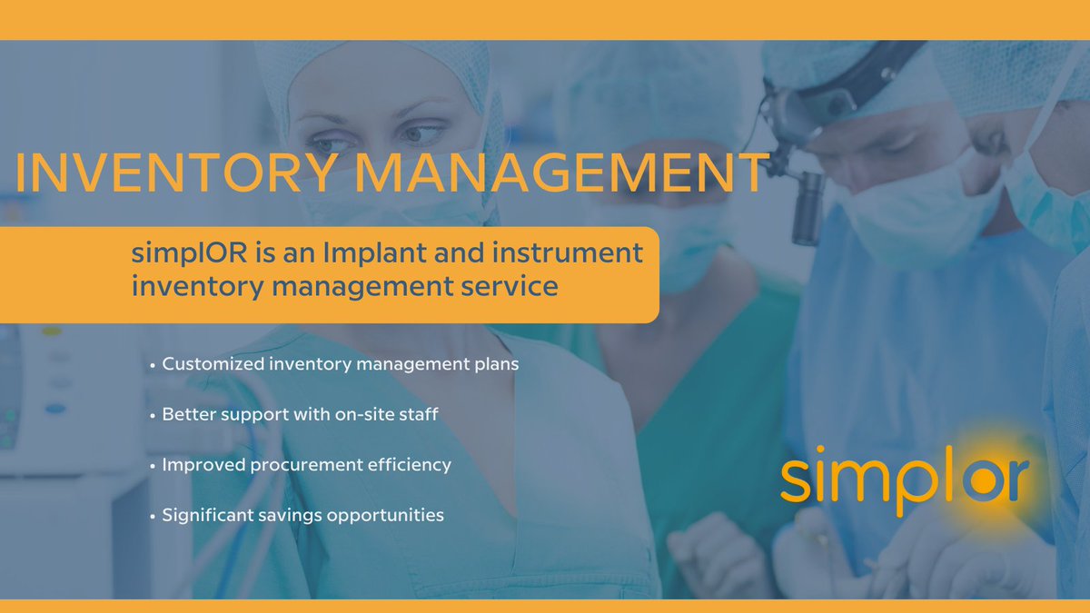 simplOR_'s tweet image. simplOR offers a customizable solution. Our inventory management services include the beginning of the surgical case posting, all the way through the life-cycle of implants and instrumentation for each case.  

Let's connect and discuss where we can help you #simplOR #healthcare