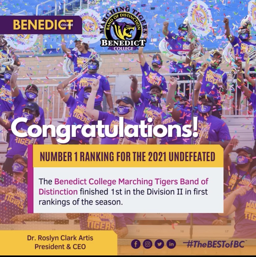 Congratulations to The Benedict College Marching Band Of Distinction!! @benedictcollegemarchingband #BCBOD #TheBESTofBC🐯 #hbcubands #tigernation🐯 #bc22 #bc23 #bc24 #bc25