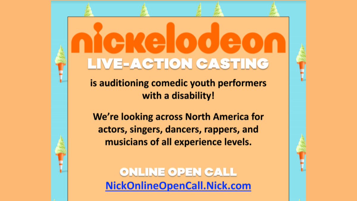 BlindNewWorld's tweet photo. We're excited to share another opportunity to improve #DisabilityRepresentation in Hollywood! @Nickelodeon has launched an open #CastingCall for performers with #disabilities in the U.S. and Canada. Learn more at https://t.co/dPJ97NYRKz. 🎬
#LetUsPlayUs in the #BlindNewWorld! https://t.co/EGLr5Jk5uq