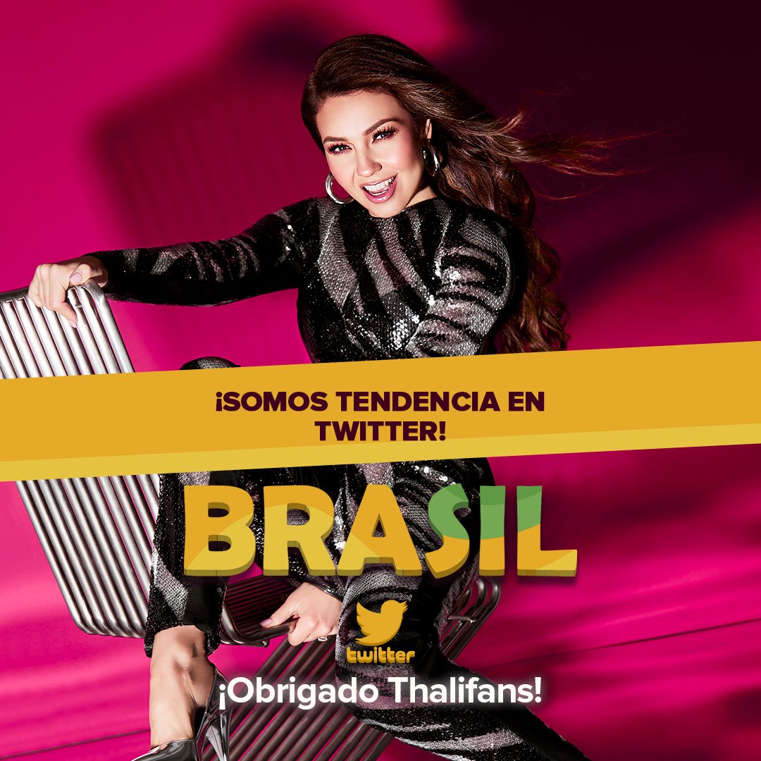 thalia's tweet photo. ¡En Brasil somos tendencia en Twitter! ¡Obrigado Thalifans! 🇧🇷😍❤️ 

#ThaliaEnBrasil https://t.co/6hdmYqy32P