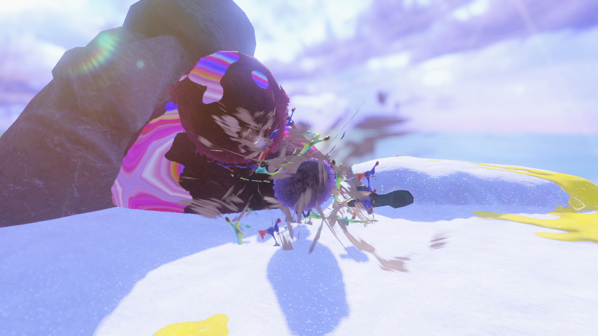 Splatoon スプラトゥーン 恐るべき事実が判明した イカがケバインクに触れると たちまち全身に毛が生えて自我を失ってしまうようだ 身動きを取ることもできず なすすべもなく転がるイカであったはずの物体 今回のミッションはかなり危険なもの