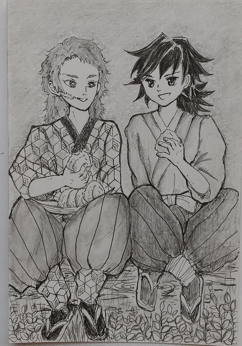 錆兎「あの日の… 錆兎と義勇…。 #鬼滅の刃 #冨岡義勇 #アナログ 