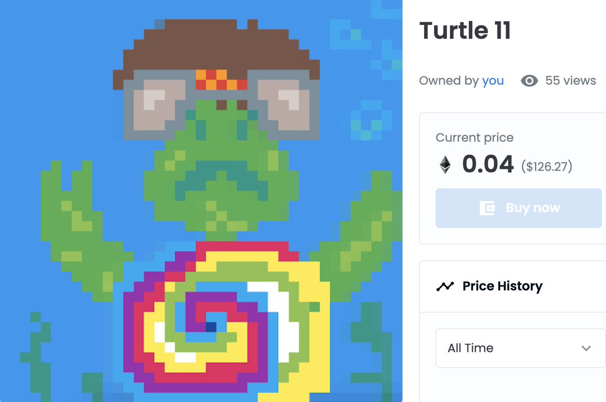 ExiomTurtle's tweet image. Turtle 11/13 LISTED once again! Only two turtles are yet to have owners. Thank you to all 4 recent buyers of The Exiom Turtle Collection! Giveaway coming soon!

Check out all 13 original turtles over at @opensea