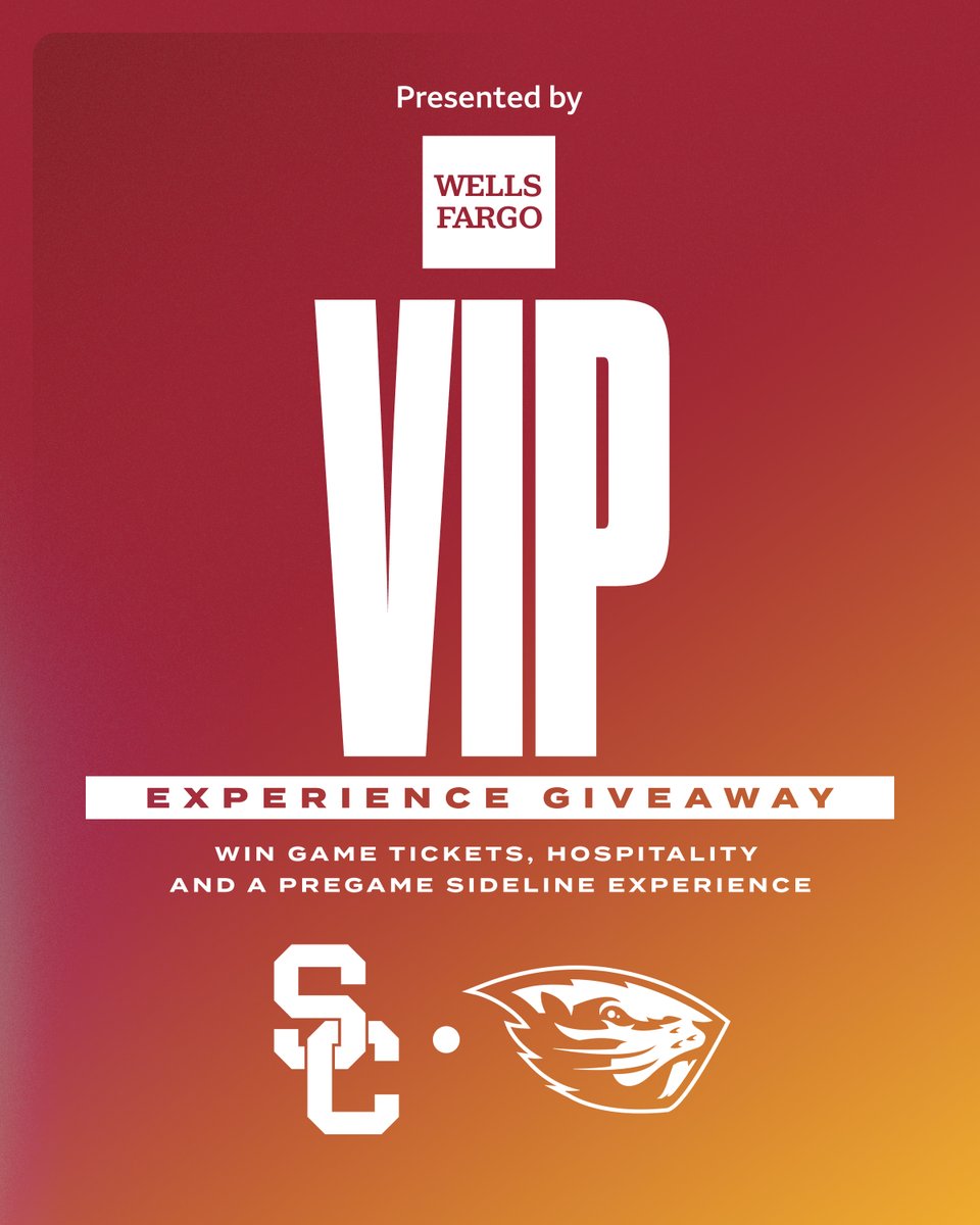 USC_Athletics's tweet image. We are giving one lucky fan a VIP experience at the @USC_FB game on Saturday, presented by @WellsFargo!

Retweet to enter for your chance to win.