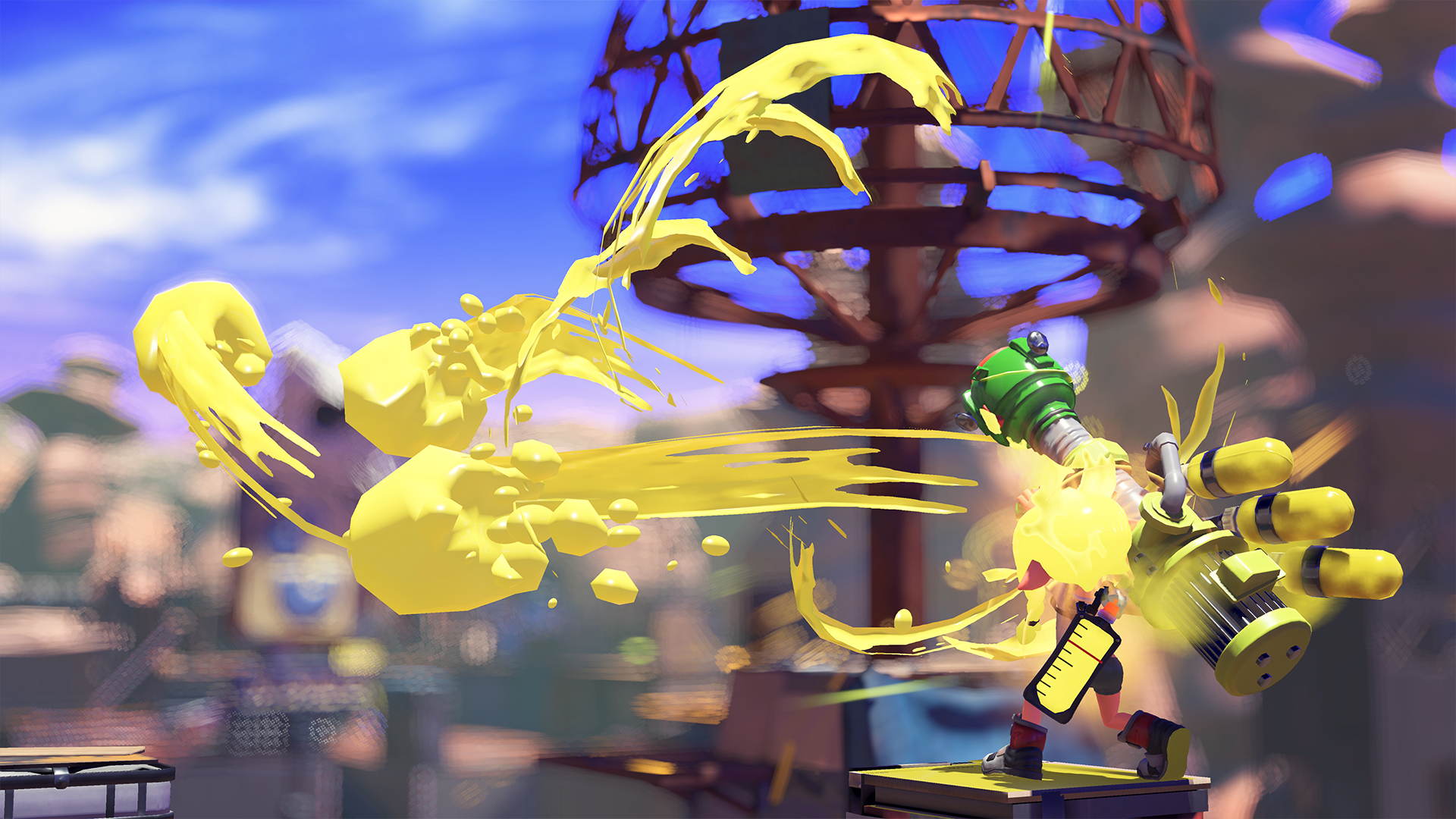 Splatoon スプラトゥーン 前回の映像に登場したスペシャルウェポンについても詳細が判明した これは ウルトラショット かつてハイカラシティで使われていたスペシャルウェポンの改造品だ 螺旋を描く3つの弾を同時射出する強力なショットが